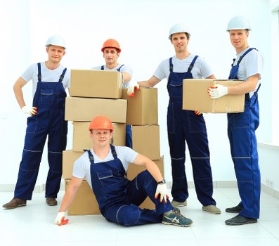 Packed moving boxes ready for house removals in Northwoolwich